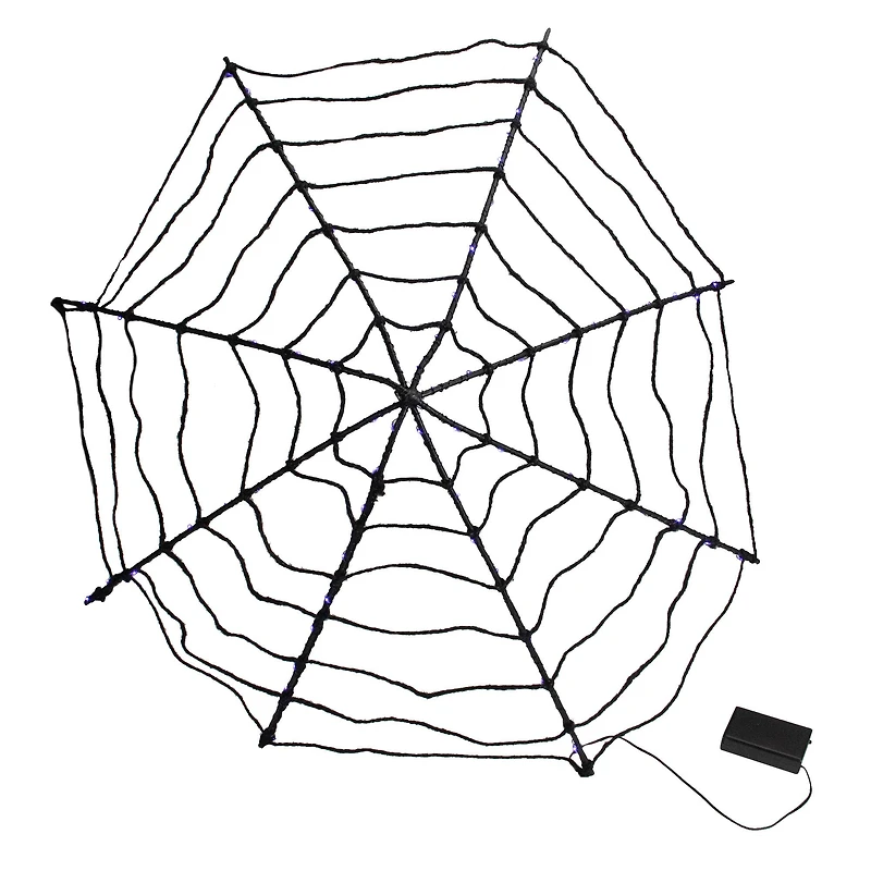 16" Lighted Purple LED Spiderweb Halloween Decoration