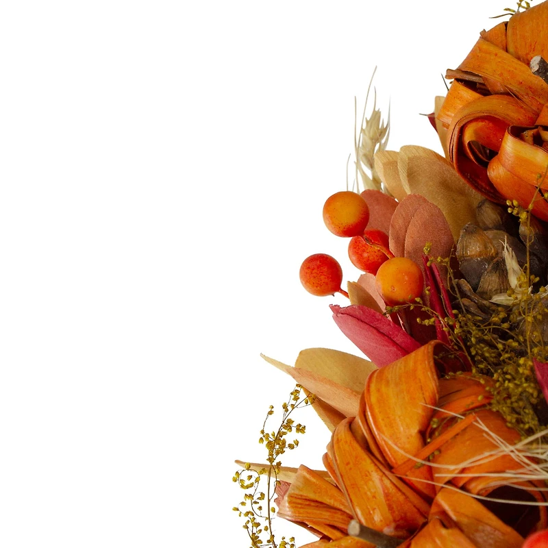 11" Brown & Orange Pinecone & Pumpkin Fall Wreath