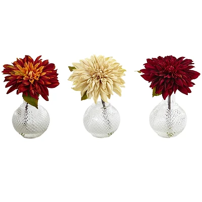 8" Dahlia with Decorative Vase Set