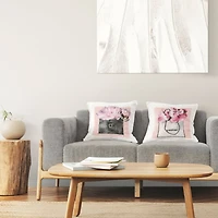 Stupell Industries Pink Glam Designer Brand Flower Bouquet 2 Pillow Set, 18" x 18"