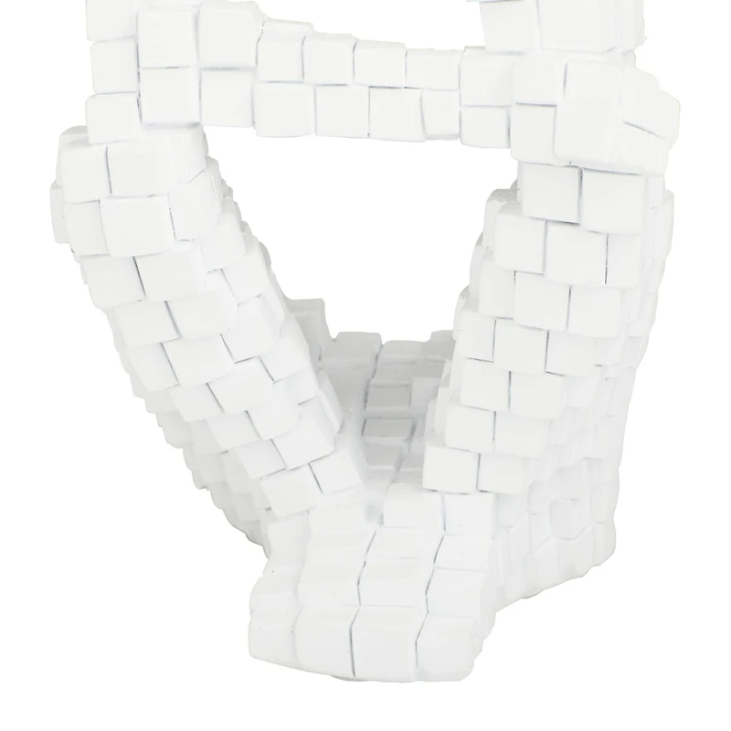 Set of 3 White Polystone Contemporary Sculptures, 13" x 6" x 6"