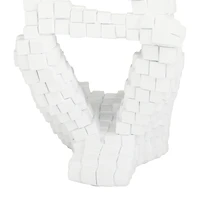 Set of 3 White Polystone Contemporary Sculptures, 13" x 6" x 6"