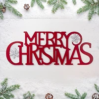 Glitzhome® 24" Red Merry Christmas Metal Wall Décor
