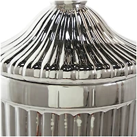 Silver Ceramic Decorative Jars with Grooves