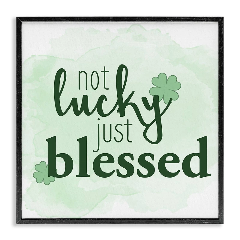 Stupell Industries Just Blessed Green Shamrocks Framed Giclee Art