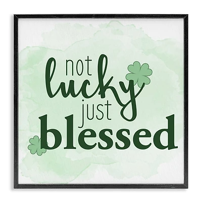 Stupell Industries Just Blessed Green Shamrocks Framed Giclee Art