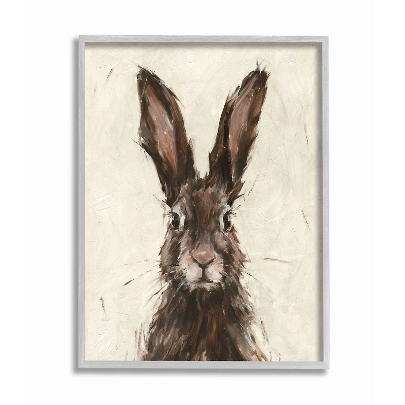 Stupell Industries Brown European Rabbit Wall Art In Gray Frame