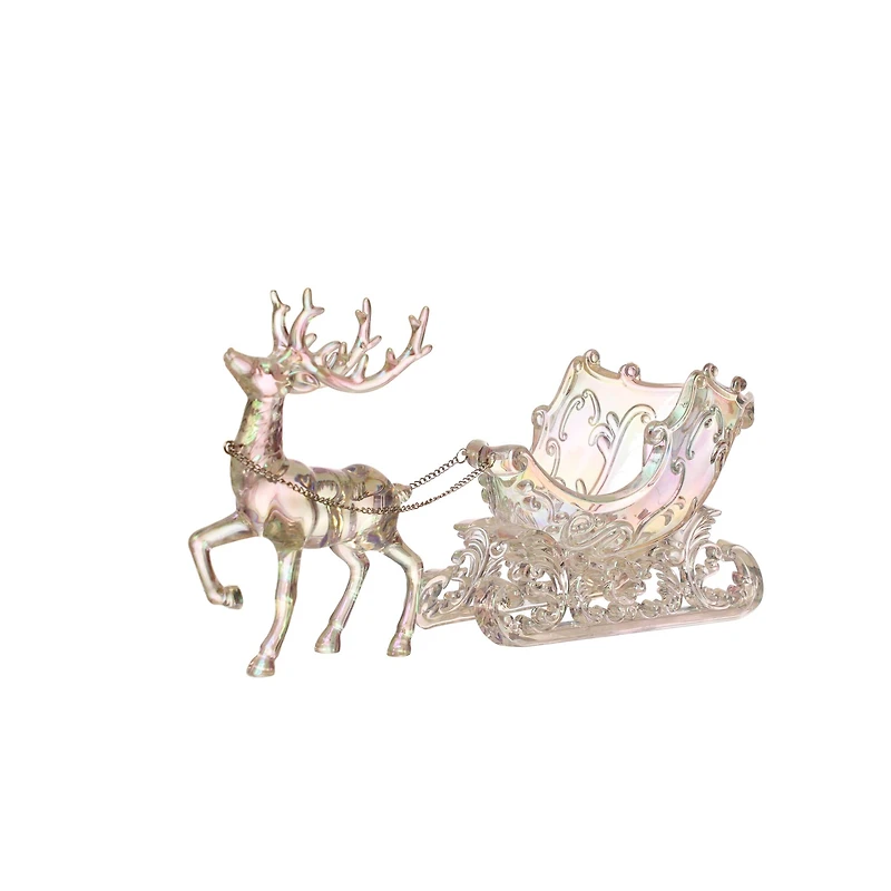 14.5" Iridescent Sleigh & Reindeer Acrylic Tabletop Décor by Ashland®