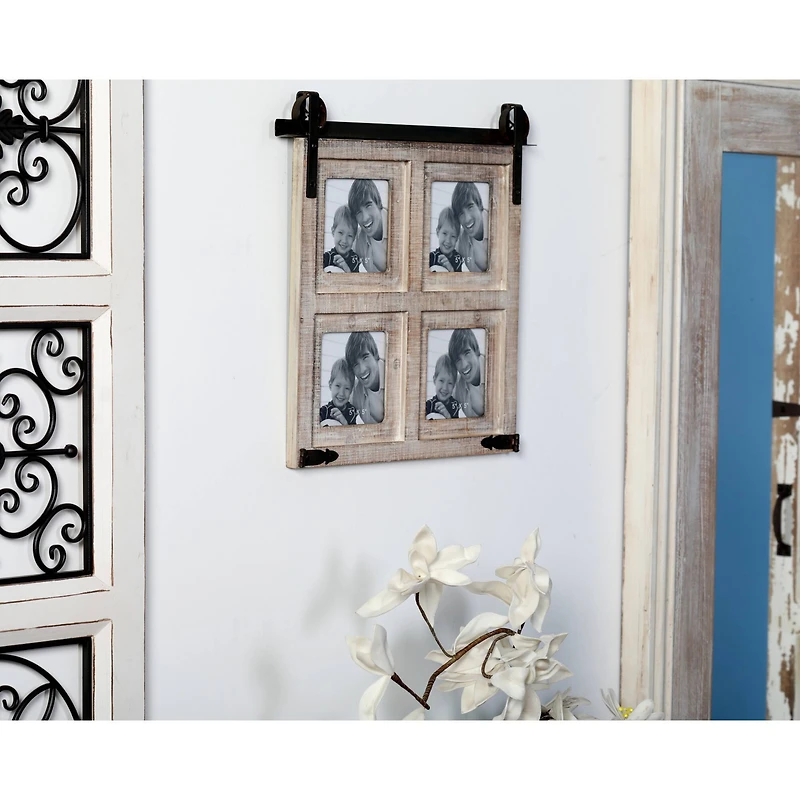 4 Opening Brown 5" x 5" Wood Farmhouse Frame