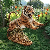 Design Toscano 27" Jungle Cat Leaping Bengal Tiger Statue