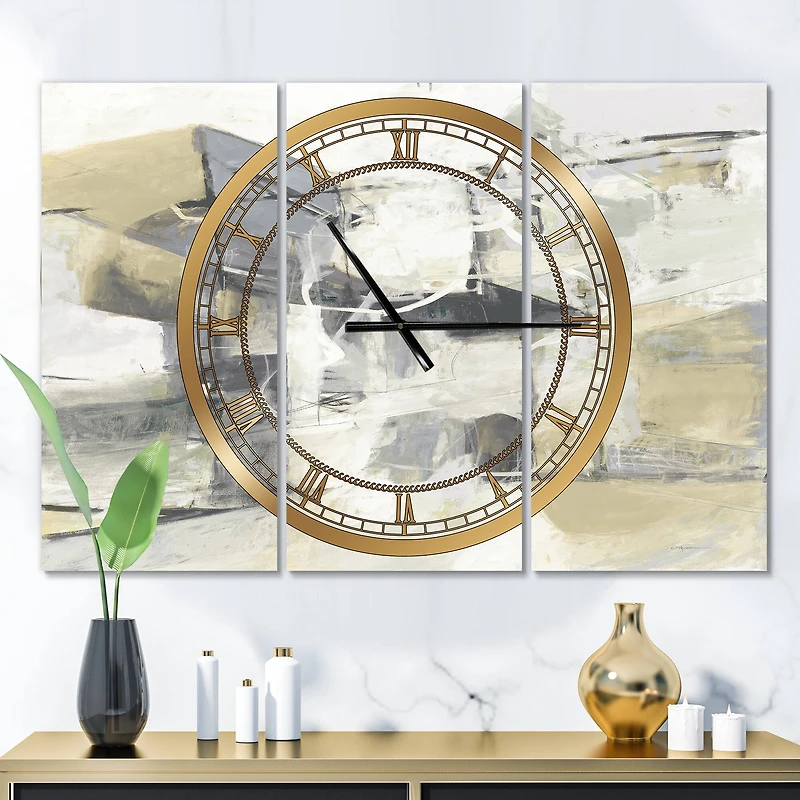 Designart 'Glam Cream Dream Iv Modern Multipanel Wall Clock
