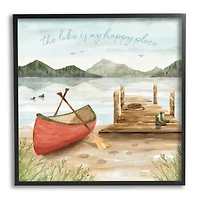 Stupell Industries Lake's My Happy Place Phrase Boat Dock Landscape Framed Wall Art