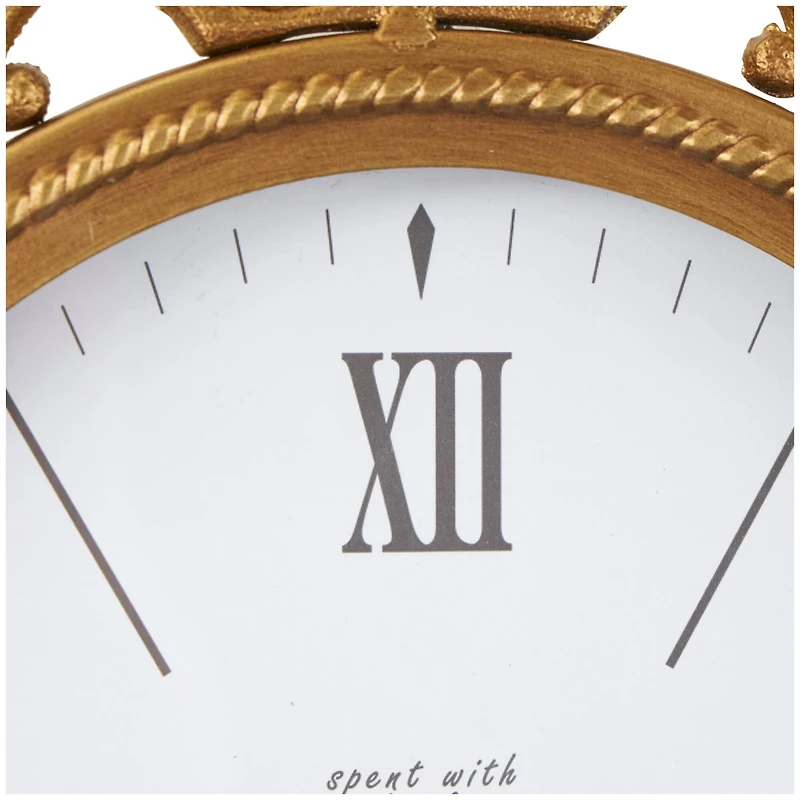 Gold Scrolled Finial Oval Metal Wall Clock