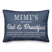 Mimi's Bed & Breakfast Navy Throw Pillow