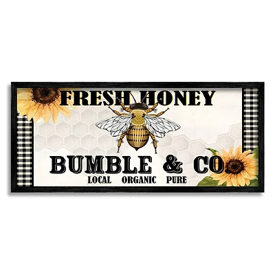 Stupell Industries Fresh Honey Bumble & Co. Advertisement Sunflowers Bee Framed Wall Art