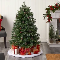 5ft. Pre-Lit Snowed Tipped Clermont Mixed Pine Artificial Christmas Tree, Clear Lights