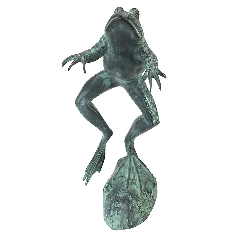 Design Toscano Giant Jumping, Spitting, Leaping Frog Bronze Garden Statue