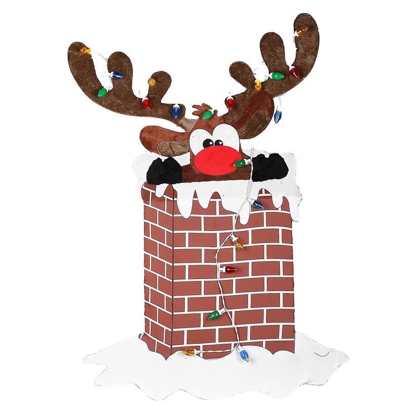 47'' Pre-Lit Reindeer Stuck in Chimney Decoration