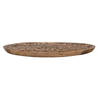 Hello Honey® 15.5" Round Mango Wood Tray with Laser Etched Botanicals