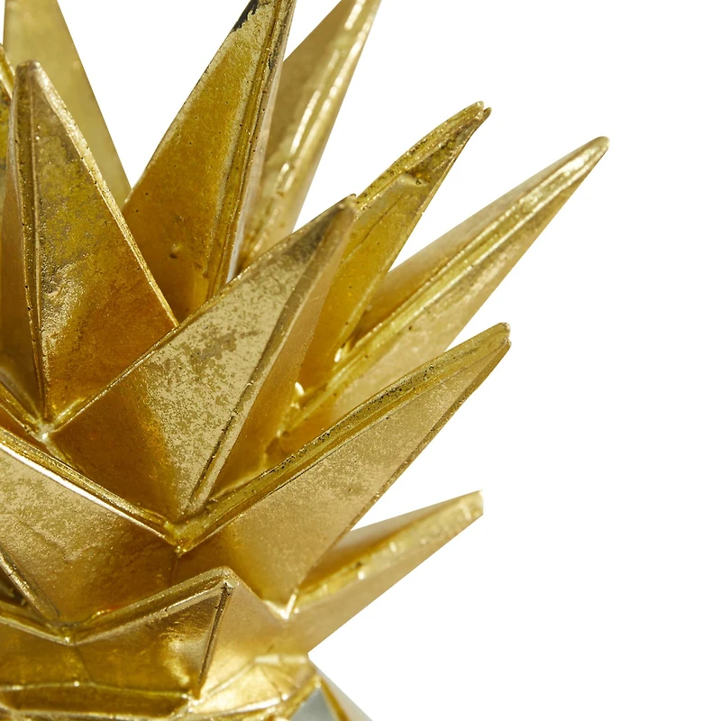 Set of 3 Gold Polystone Glam Fruit Sculpture, 4.5", 6.25", 10.5"