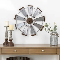 Glitzhome® 22" Farmhouse Metal Galvanized Wind Spinner Wall Décor