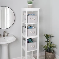 Honey Can Do Gray Stripes Large Collapsible Fabric Storage Bins with Handles, 3ct.