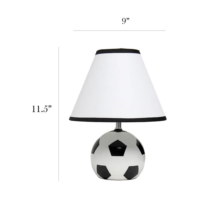 Simple Designs™ 11.5" Soccer Ball Base Table Lamp with White Shade Black Trim