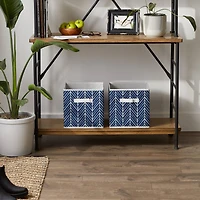 DII® 11" Nautical Blue Herringbone Storage Cube, 2ct.