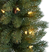 3ft. Pre-Lit Green Pine Artificial Christmas Tree with Burlap Base, Warm White Lights