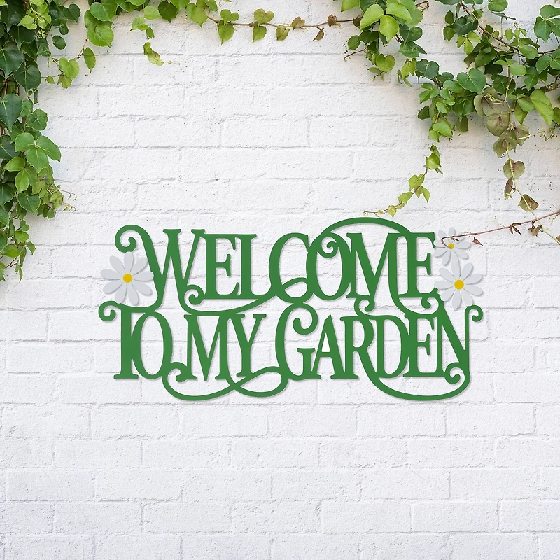 Glitzhome® 24" Welcome to my Garden Metal Cutout Wall Décor