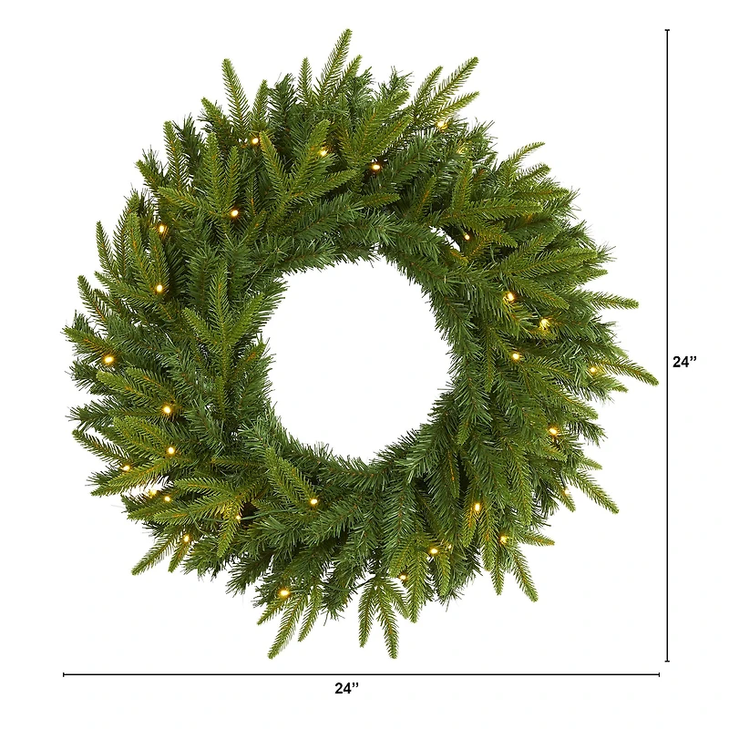 24" LED Long Pine Artificial Christmas Wreath
