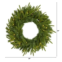 24" LED Long Pine Artificial Christmas Wreath