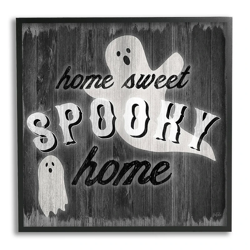 Stupell Industries Sweet Spooky Home Ghosts Sign Framed Giclee Art