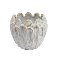 Hello Honey® 8" Ivory Stoneware Flower Shaped Planter