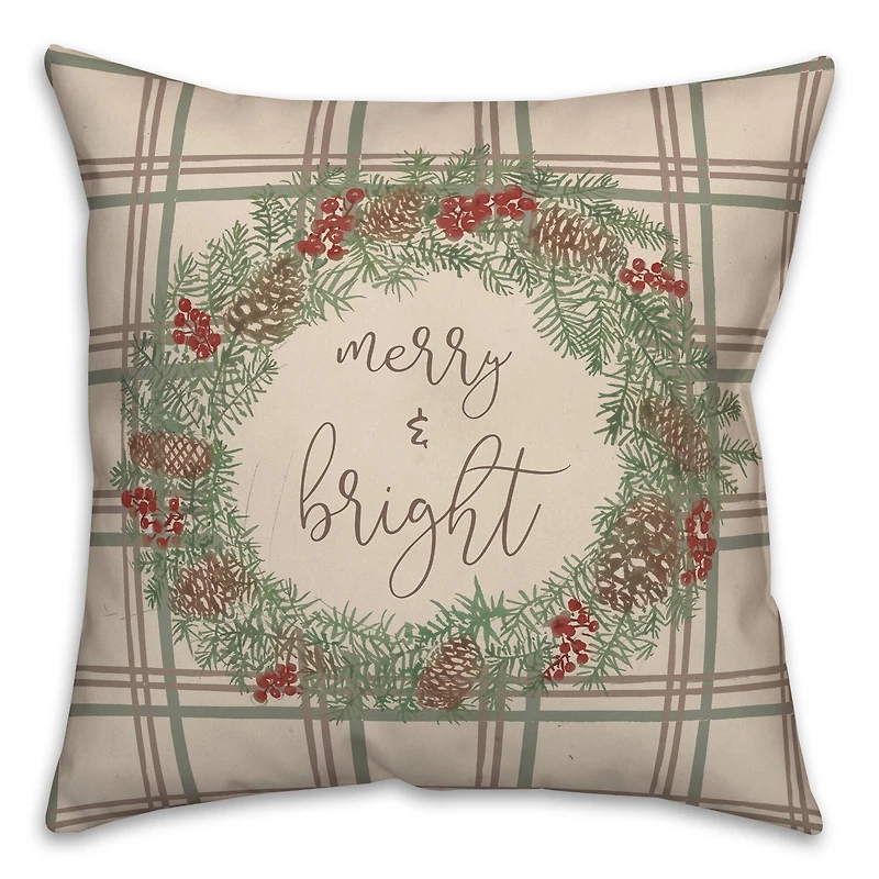 Merry & Bright Plaid Square Throw Pillow