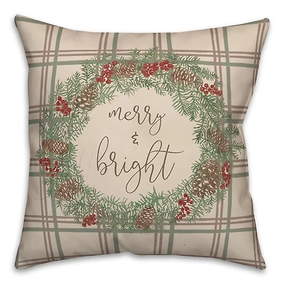 Merry & Bright Plaid Square Throw Pillow