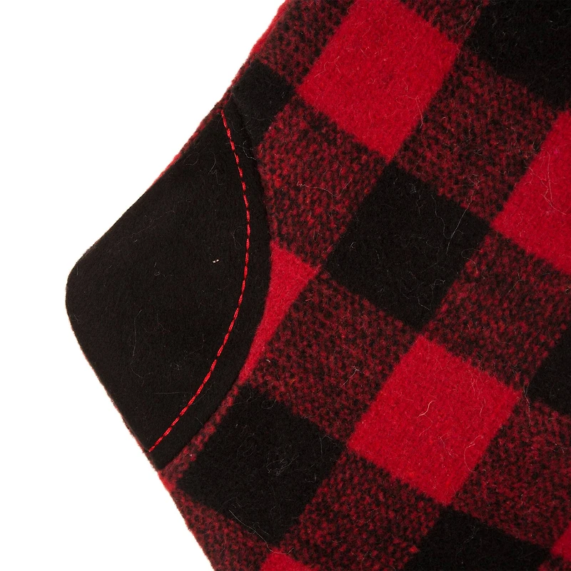 Glitzhome® 21" Black & Red Buffalo Plaid Pompom Stockings, 2ct.