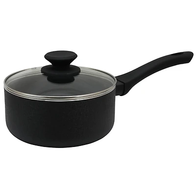 Oster Ashford 2qt. Black Aluminum Nonstick Sauce Pan With Tempered Glass Lid