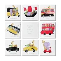 Stupell Industries Travel World Little One Kids' International Travel Transportation Canvas Wall Art, 12" x 12"