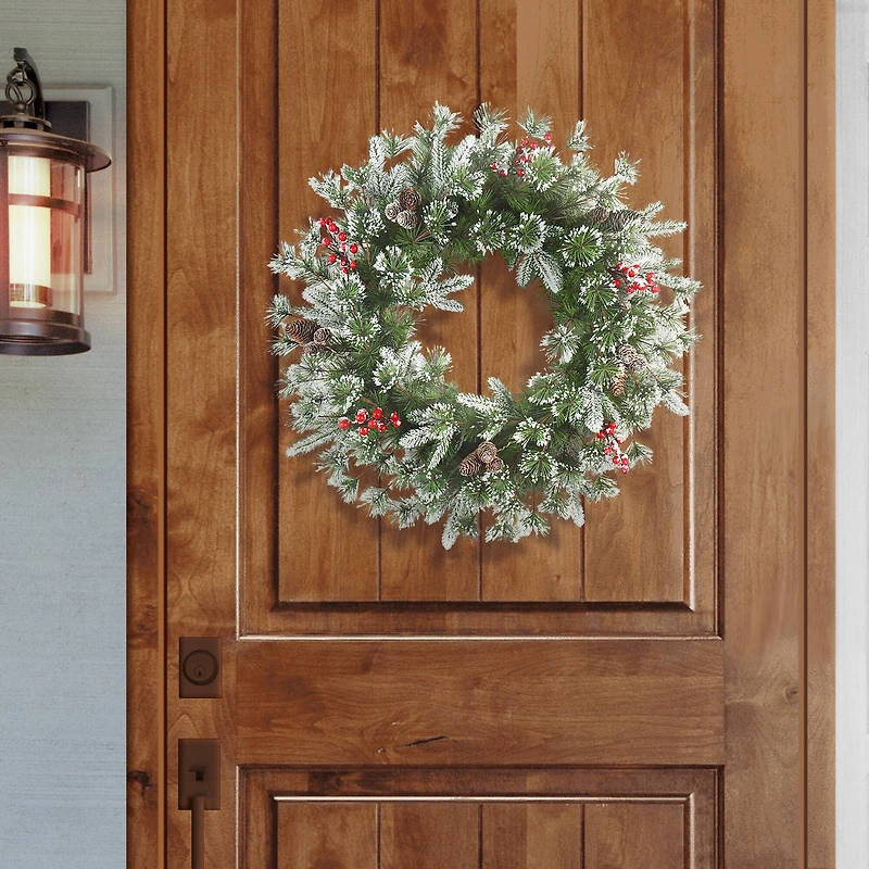 24" Pinecones & Berries Decorated Wreath