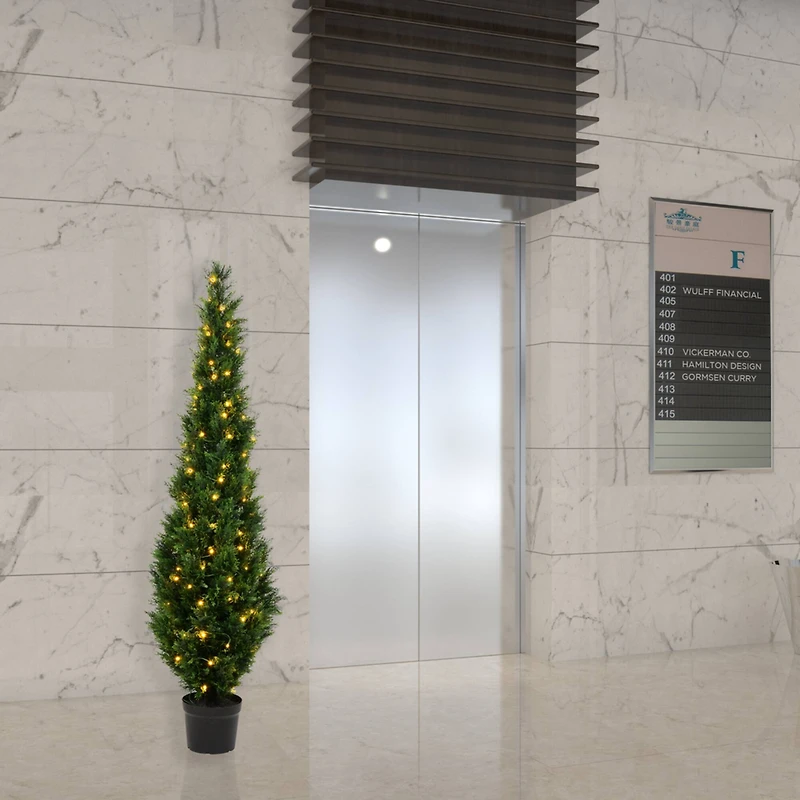 6ft. Pre-Lit Potted Cedar Tree