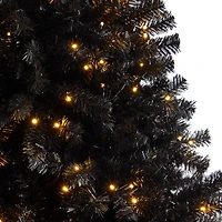 7ft. Pre-Lit Black Artificial Christmas Tree, Clear LED Lights