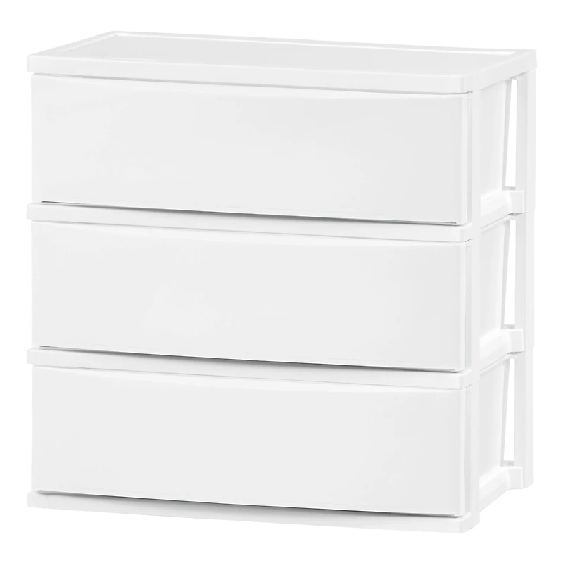 IRIS® 29.5qt. White Wide 3-Drawer Stacking Chests, 2ct.