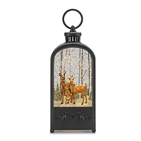 9.5" LED Snow Globe Lantern with Forest Deer