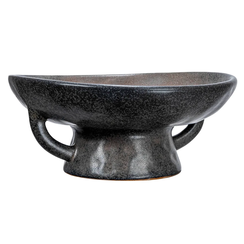 Hello Honey® 8" Black Reactive Glaze Stoneware Bowl with Handle & Base