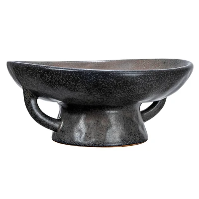 Hello Honey® 8" Black Reactive Glaze Stoneware Bowl with Handle & Base