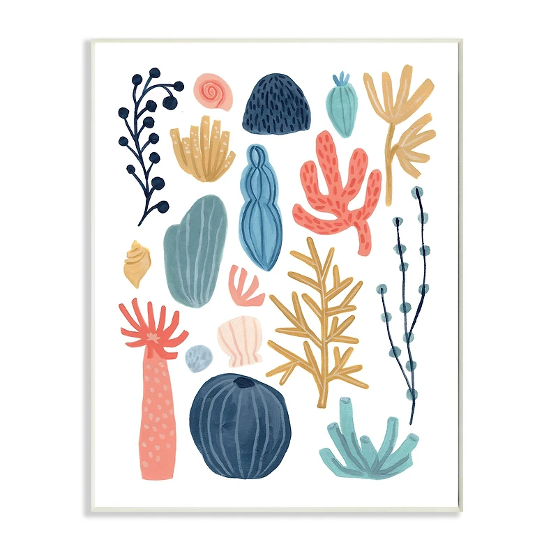 Stupell Industries Playful Sea Life Coral Red Yellow Blue Plants Wall Plaque