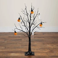 3ft. Pre-Lit Artificial Halloween Pumpkins and Skulls Ornament Tree with 48 Warm White LED Lights