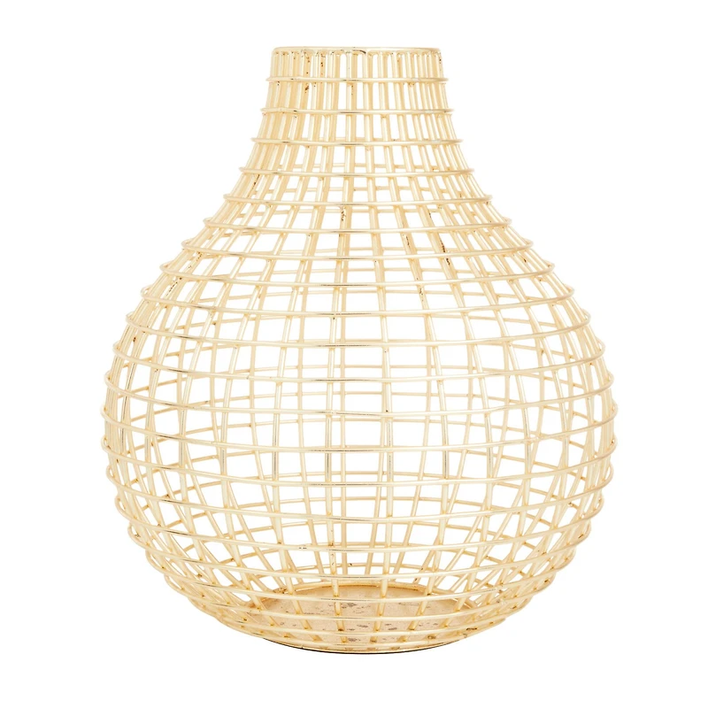 CosmoLiving by Cosmopolitan Gold Iron Modern Vase, 14" x 13" x 13"