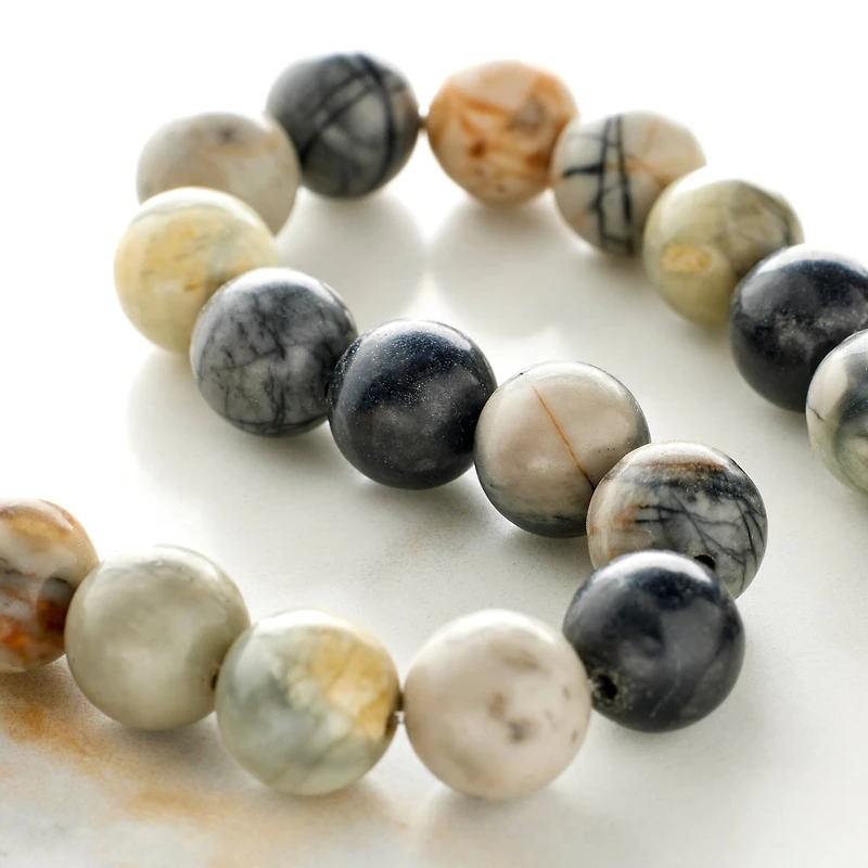 12 Pack: Picasso Jasper Round Beads by Bead Landing™, 8mm